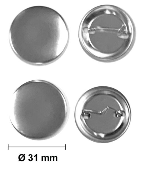 Chapas con alfiler <br>Ø 31 mm