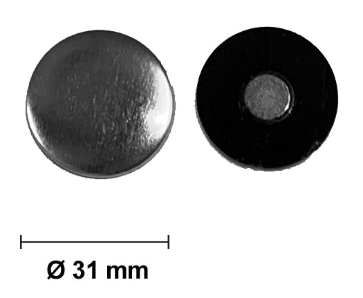 Chapas con imán <br>para nevera Ø 31 mm